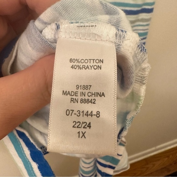 WOMAN Within Plus Size 1X , 22 / 24 Striped Tank Top - Picture 4 of 6